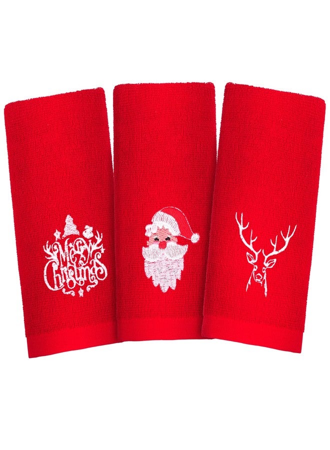MCEAST 3 Pack Christmas Hand Towels Pure Cotton Towels Christmas Decorative Dish Towels Set for Kitchen Bathroom Home,12 x 18 Inches - Image 1